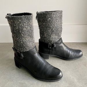 Stuart Weitzman tweed and leather ankle boots